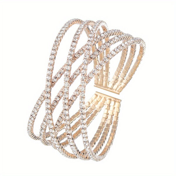 Stylish Six-row Rhinestones Cuff Bracelet - Image 7