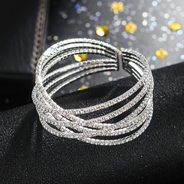 Stylish Six-row Rhinestones Cuff Bracelet - Image 3