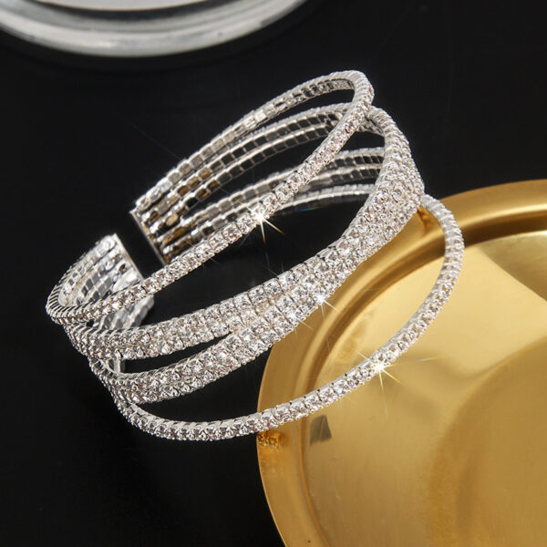 European and American Rhinestone Steel Wide Bracelet - Image 2