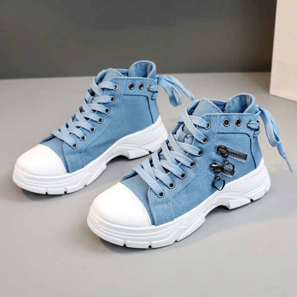 Women'S Platform Sneakers, Zip Detail Lace Up High Top Shoes, Casual All-Match Sports Shoes Plus Size - Image 2