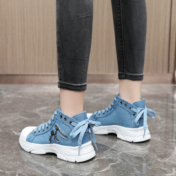 Women'S Platform Sneakers, Zip Detail Lace Up High Top Shoes, Casual All-Match Sports Shoes Plus Size - Image 10