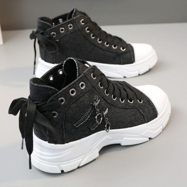 Women'S Platform Sneakers, Zip Detail Lace Up High Top Shoes, Casual All-Match Sports Shoes Plus Size - Image 3