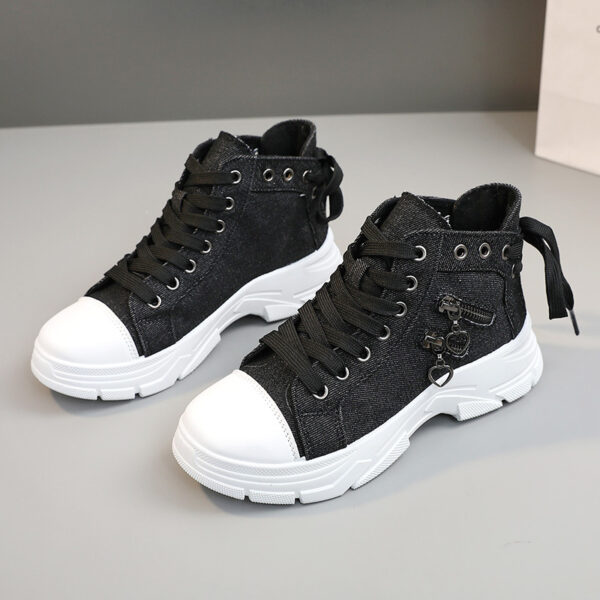 Women'S Platform Sneakers, Zip Detail Lace Up High Top Shoes, Casual All-Match Sports Shoes Plus Size - Image 4