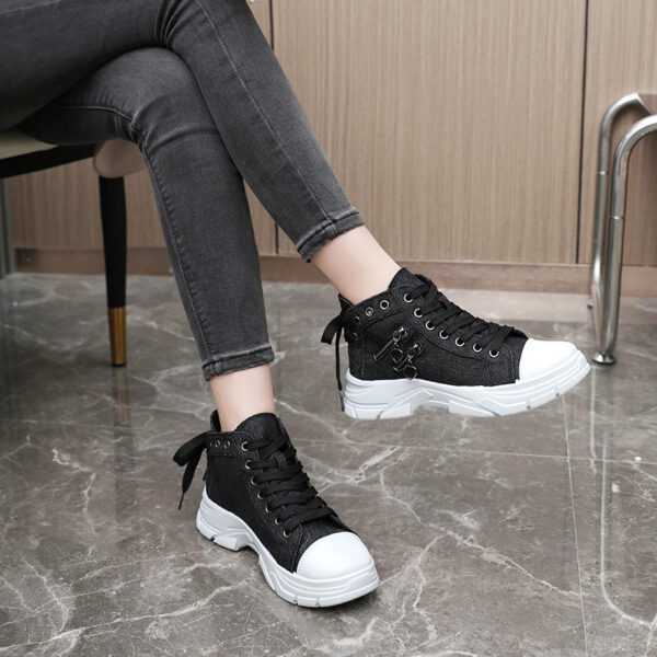 Women'S Platform Sneakers, Zip Detail Lace Up High Top Shoes, Casual All-Match Sports Shoes Plus Size - Image 14