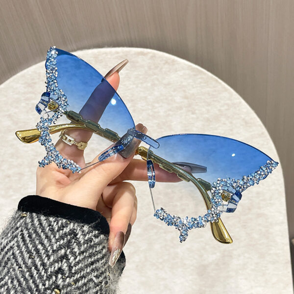 Chic Butterfly-Shaped Rimless Fashion Glasses with Sparkling Rhinestone Accents - Image 6