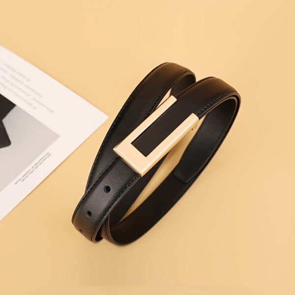 CKIRUV Women's Slim Belt with Golden Clasp - Light Brown & Black, Versatile for Jeans, Suits & Casual Wear, Durable Everyday Accessory for Work, Parties & Outings, Fashion Belts, Party Outfit Essential, Sleek Design, Highquality Finish, Office Attire - Image 4