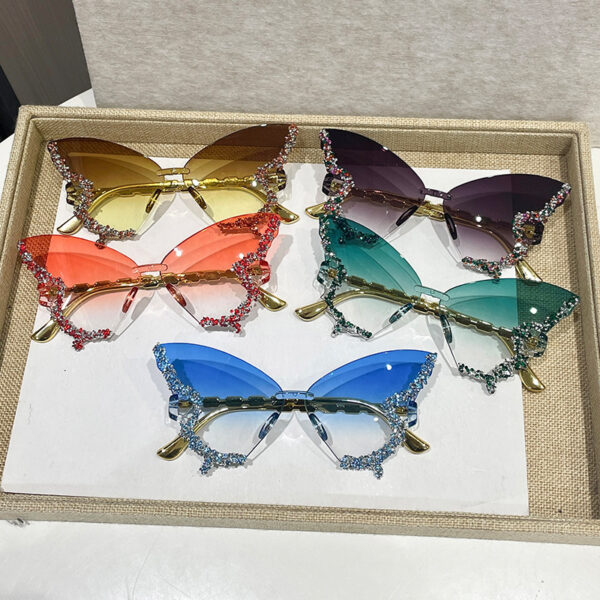 Chic Butterfly-Shaped Rimless Fashion Glasses with Sparkling Rhinestone Accents - Image 3