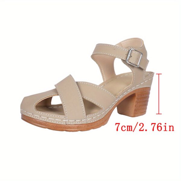 Women's Elegant Comfortable Chunky Heel Sandals with Adjustable Buckle Straps - Image 5