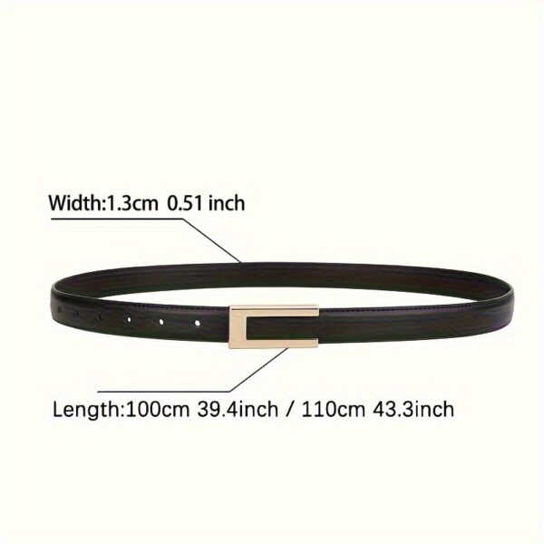 CKIRUV Women's Slim Belt with Golden Clasp - Light Brown & Black, Versatile for Jeans, Suits & Casual Wear, Durable Everyday Accessory for Work, Parties & Outings, Fashion Belts, Party Outfit Essential, Sleek Design, Highquality Finish, Office Attire - Image 2
