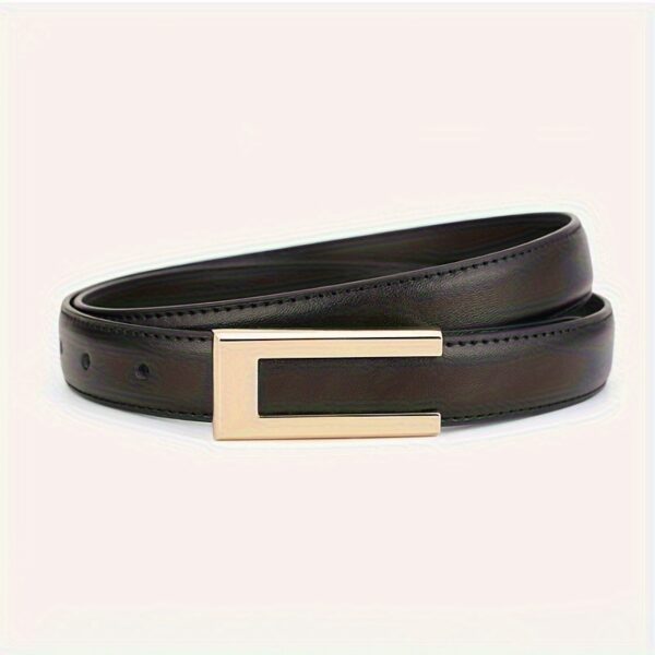 CKIRUV Women's Slim Belt with Golden Clasp - Light Brown & Black, Versatile for Jeans, Suits & Casual Wear, Durable Everyday Accessory for Work, Parties & Outings, Fashion Belts, Party Outfit Essential, Sleek Design, Highquality Finish, Office Attire - Image 5