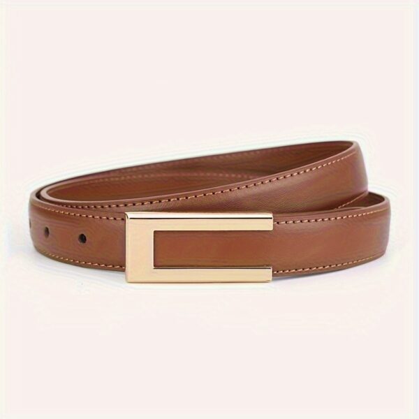 CKIRUV Women's Slim Belt with Golden Clasp - Light Brown & Black, Versatile for Jeans, Suits & Casual Wear, Durable Everyday Accessory for Work, Parties & Outings, Fashion Belts, Party Outfit Essential, Sleek Design, Highquality Finish, Office Attire - Image 8