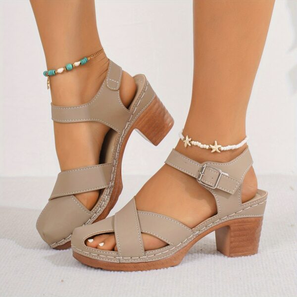 Women's Elegant Comfortable Chunky Heel Sandals with Adjustable Buckle Straps