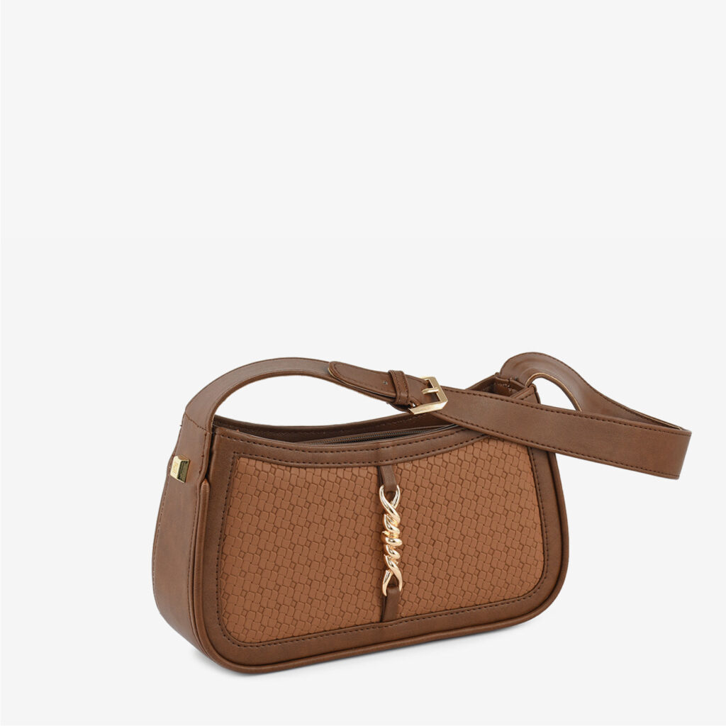Brown Chain Detail Hobo Crossbody Bag