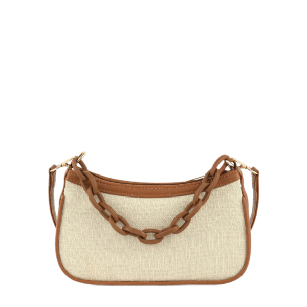 CHAIN ACCENT SHOULDER BAG-BLACK - Image 4