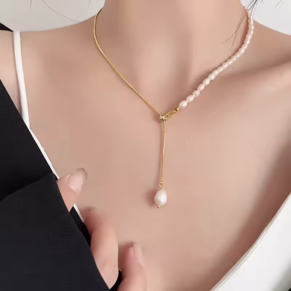 Pearl Long Tassel Necklace - Image 2