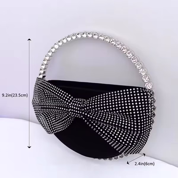 Elegant Fairy Tale Style High Heels With Crystal Rhinestones Diamond Bow Knot Circular Bag - Image 4