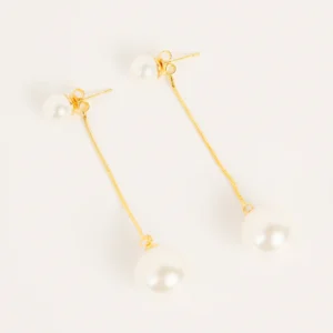Crescent Pearl Hoops