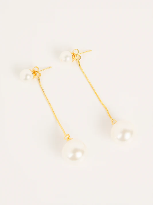 Crescent Pearl Hoops