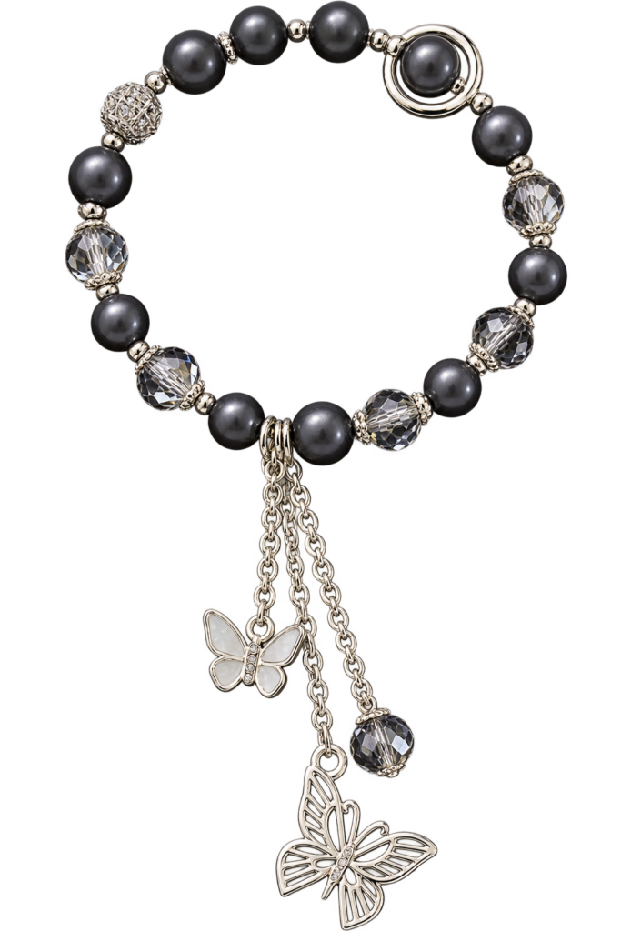 Elegant Beaded Butterfly Charm Bracelet